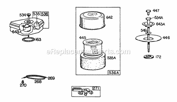 Air Cleaner Groups Diagram and Parts List for  Briggs and Stratton Engine